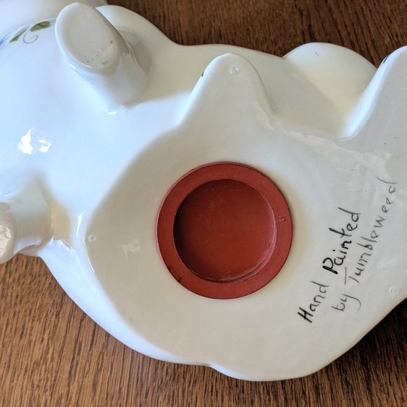 Vintage Large Pottery Piggy Bank Handpainted - Picture 7 of 8